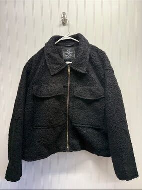 Love for Humanity Couture Cozy Black Teddy Zip-Front Jacket